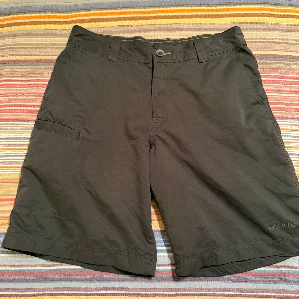 Orvis Mens 32 Gray Performance Outdoor Hiking Fishing Shorts‎ Utility Pocket